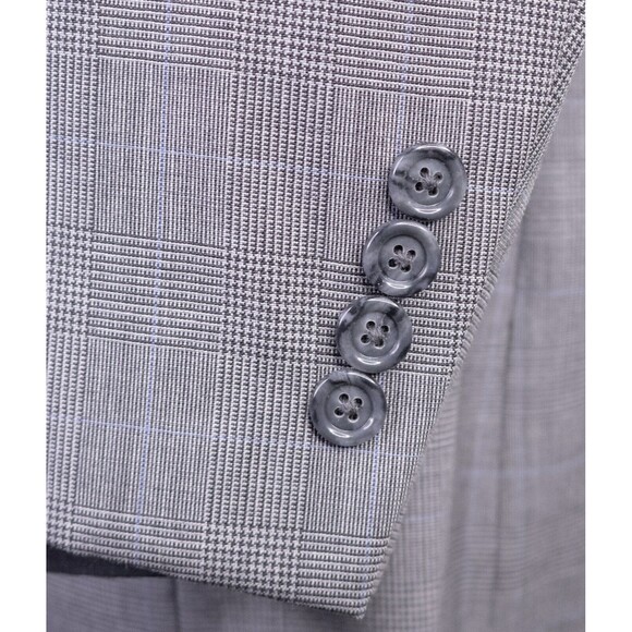 Jos. A. Bank 2-Pcs WOOL Gray Plaid Two Button Jacket Blazer Sz 42L Pants 36X30 - Picture 7 of 16